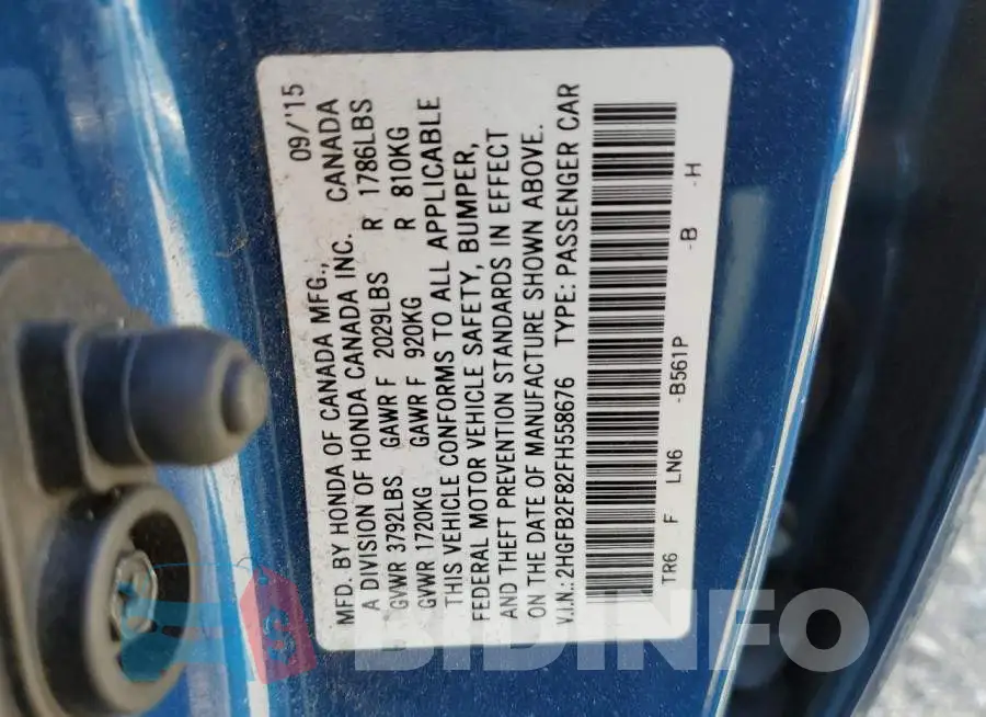 2HGFB2F82FH558676 Photo# 12