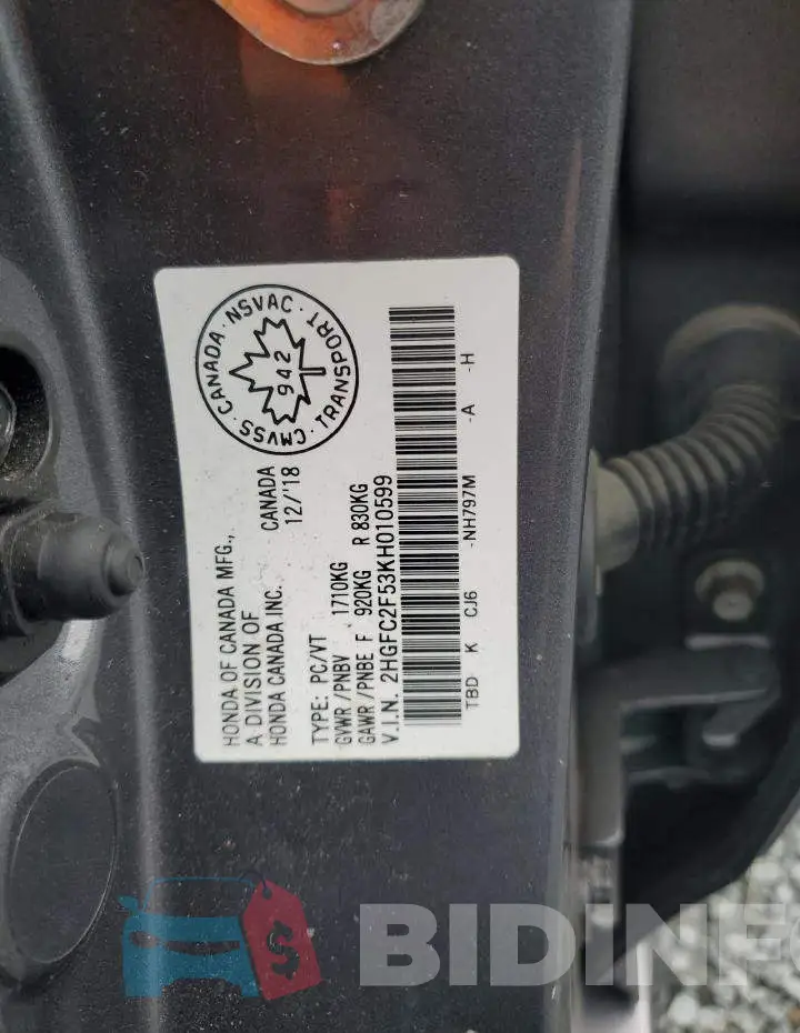 2HGFC2F53KH010599 Photo# 12