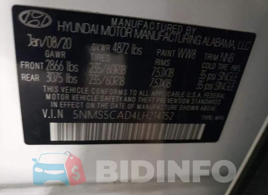 5NMS5CAD4LH214152 Photo# 12