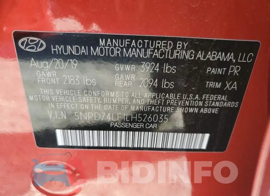 5NPD74LF1LH526035 Photo# 12