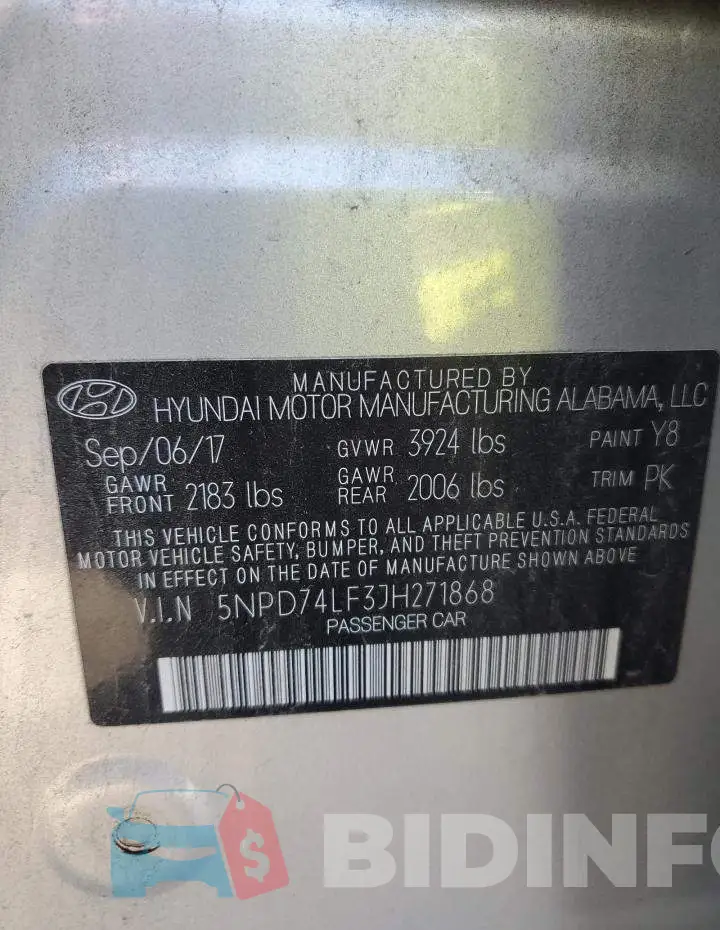 5NPD74LF3JH271868 Photo# 12