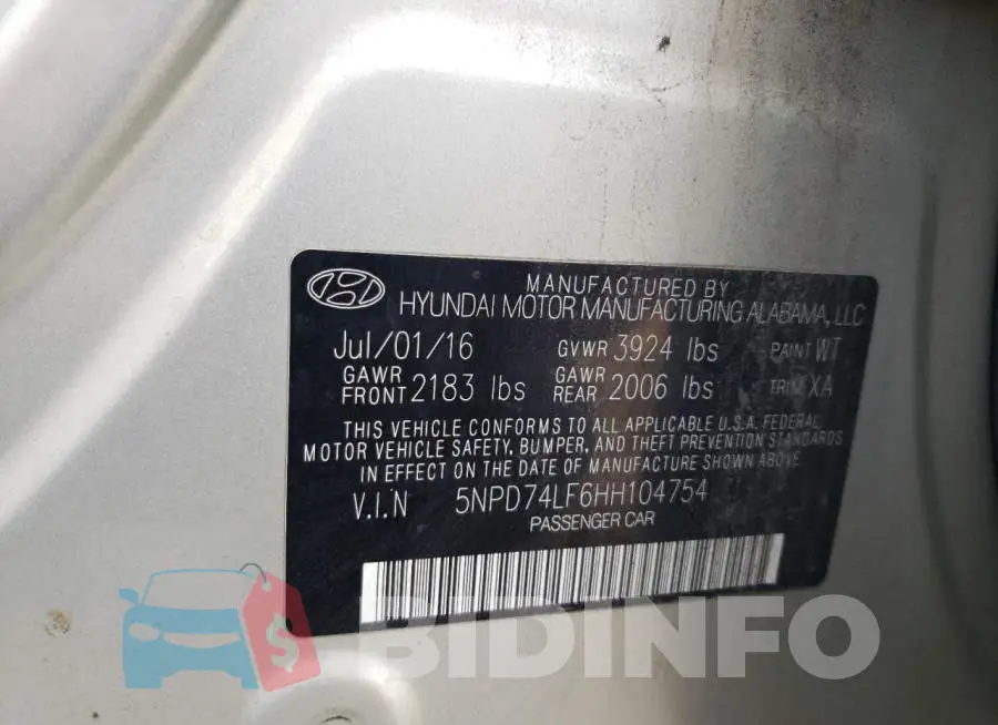 5NPD74LF6HH104754 Photo# 12