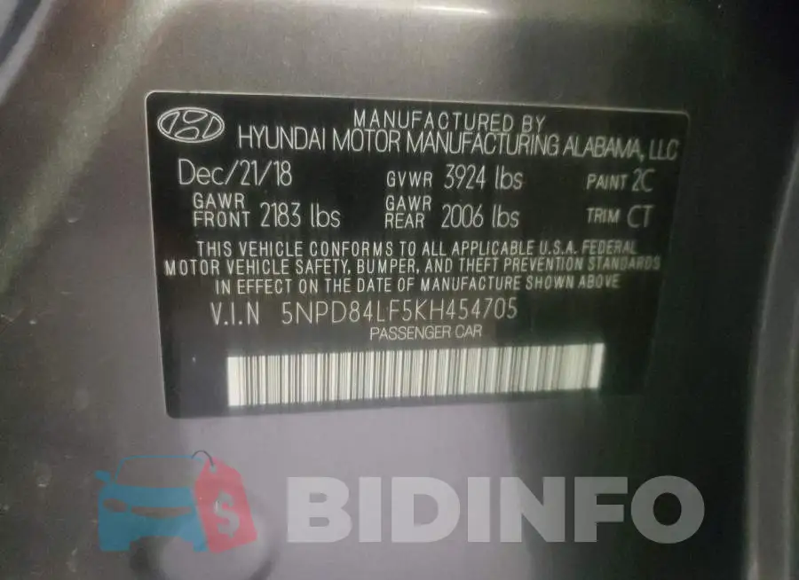 5NPD84LF5KH454705 Photo# 12