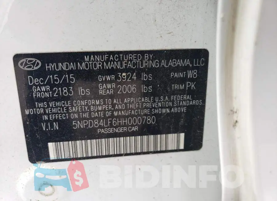 5NPD84LF6HH000780 Photo# 12
