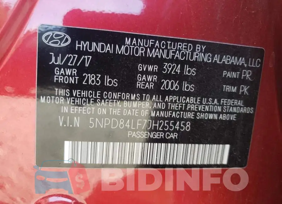 5NPD84LF7JH255458 Photo# 13