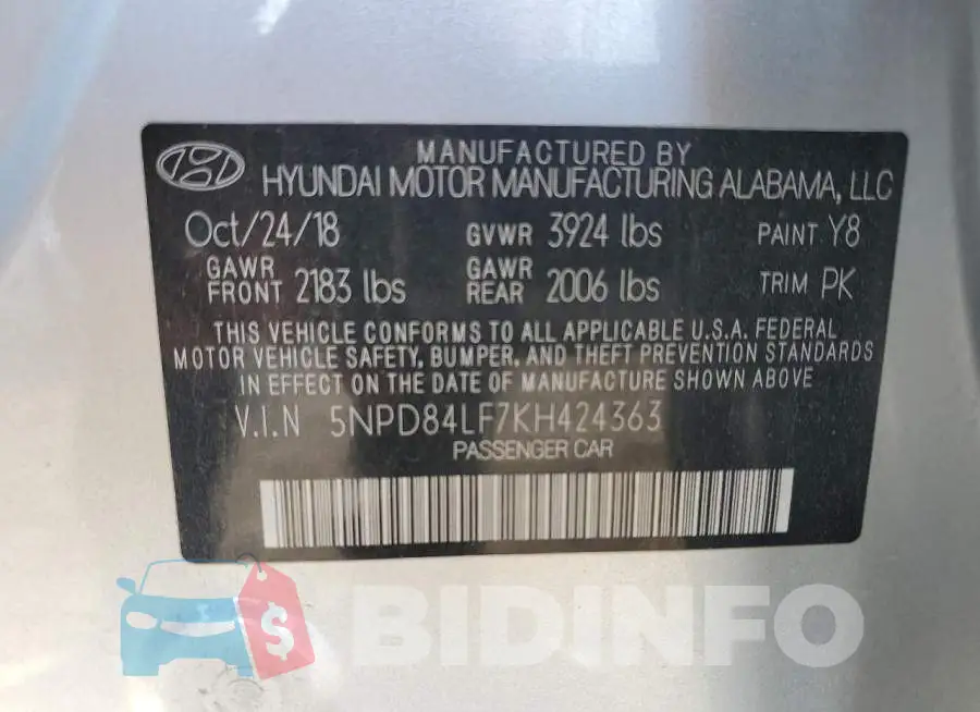 5NPD84LF7KH424363 Photo# 13