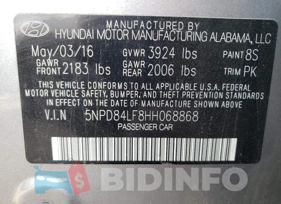 5NPD84LF8HH068868 Photo# 12