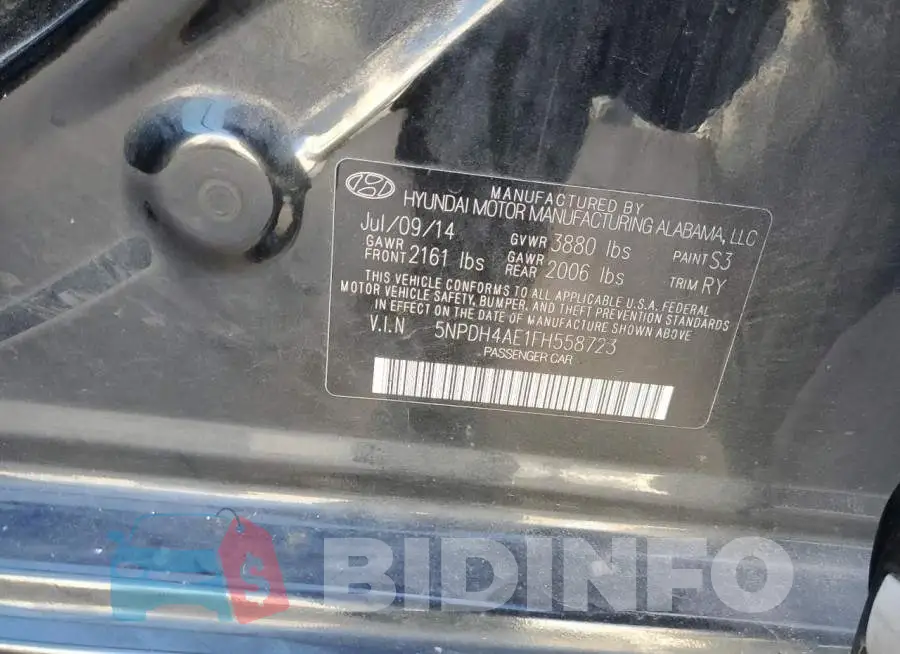 5NPDH4AE1FH558723 Photo# 12