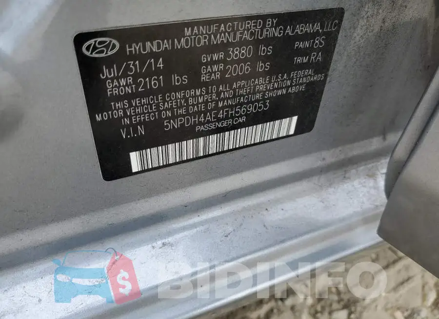 5NPDH4AE4FH569053 Photo# 12