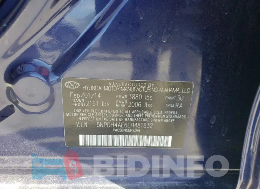 5NPDH4AE6EH481832 Photo# 12