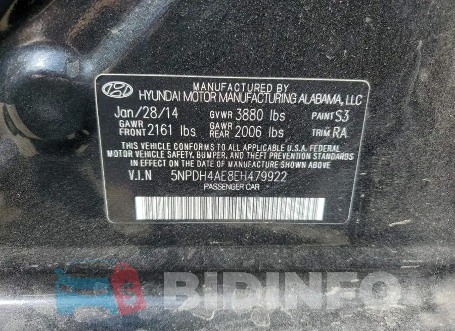 5NPDH4AE8EH479922 Photo# 12