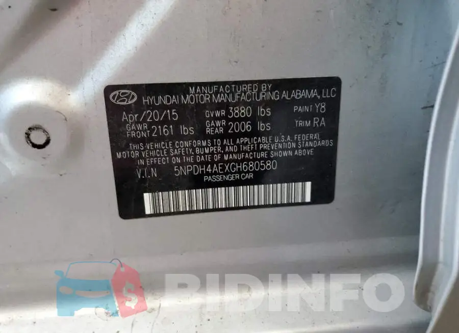 5NPDH4AEXGH680580 Photo# 12
