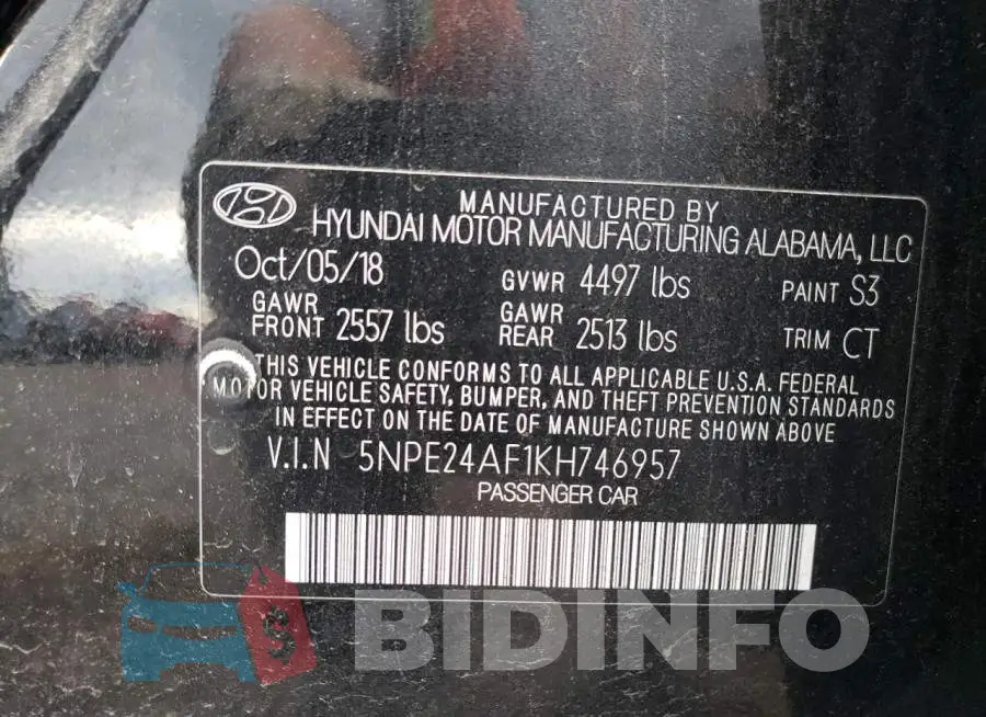 5NPE24AF1KH746957 Photo# 12