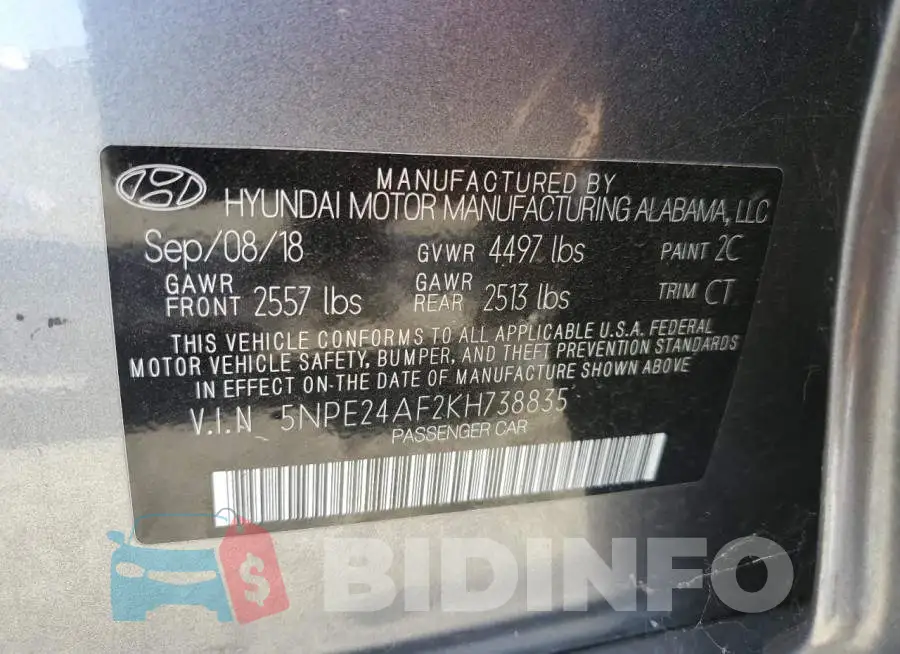 5NPE24AF2KH738835 Photo# 12
