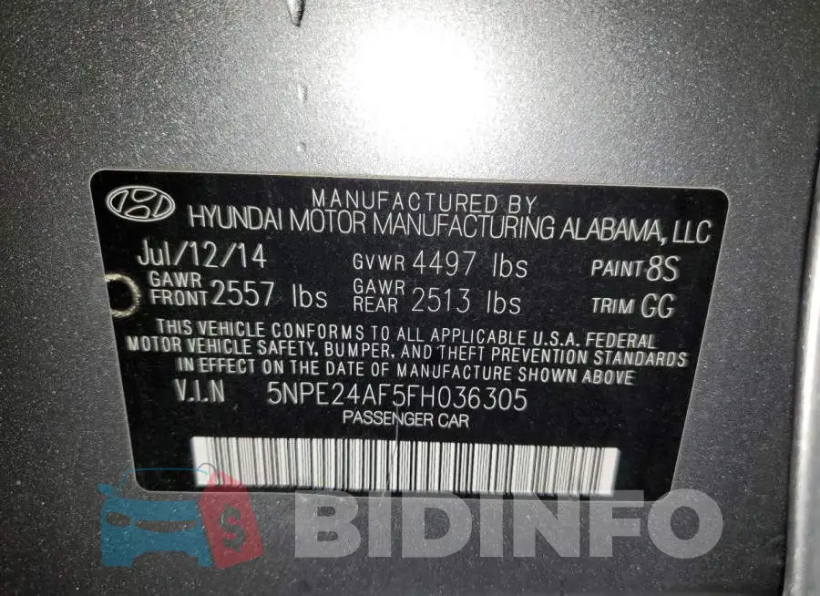 5NPE24AF5FH036305 Photo# 12