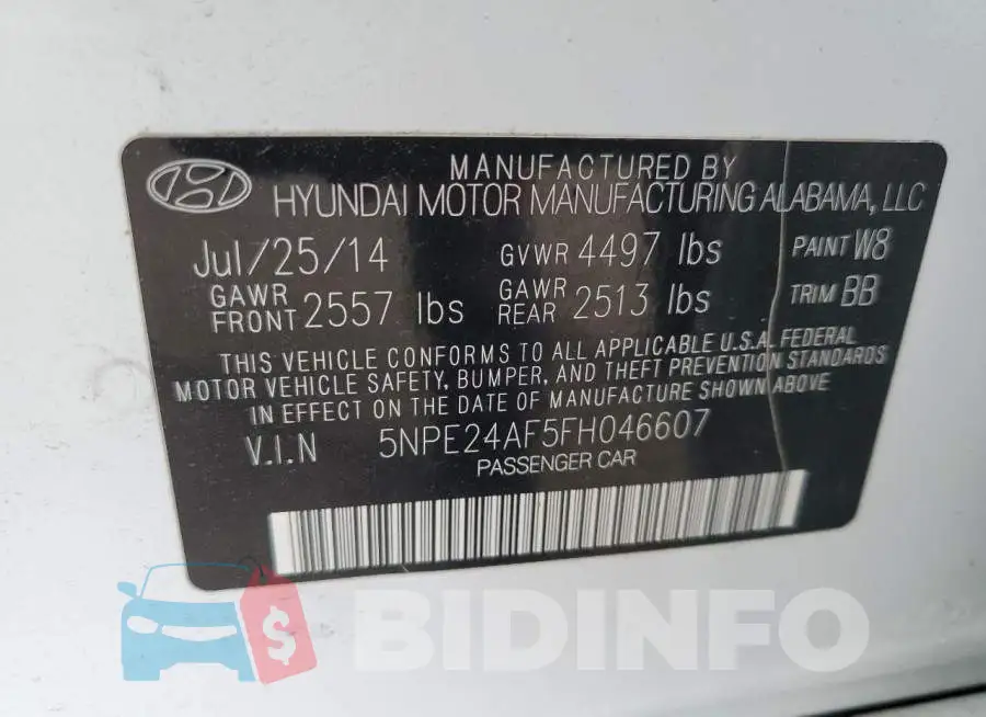 5NPE24AF5FH046607 Photo# 12