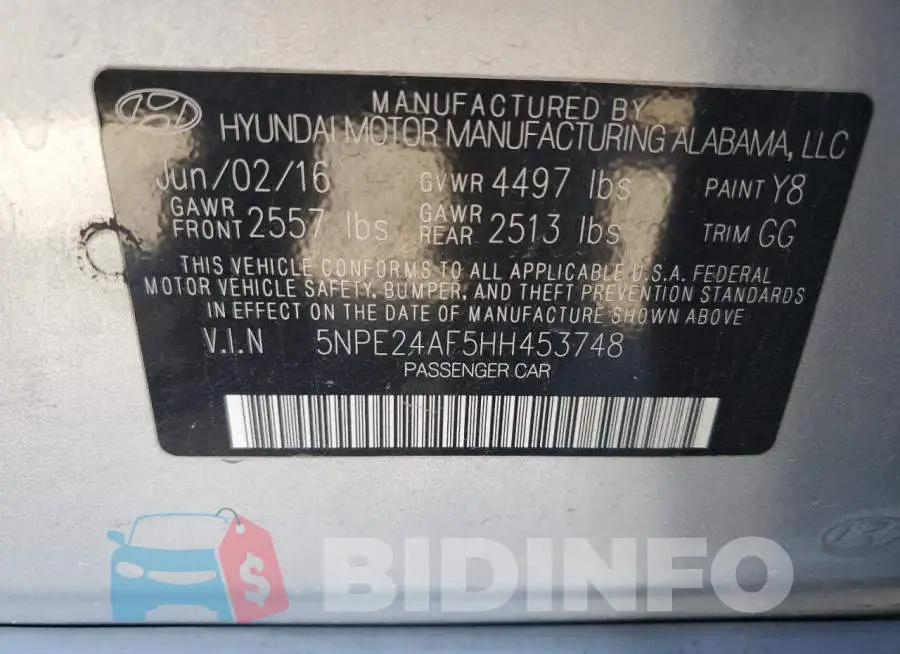 5NPE24AF5HH453748 Photo# 12