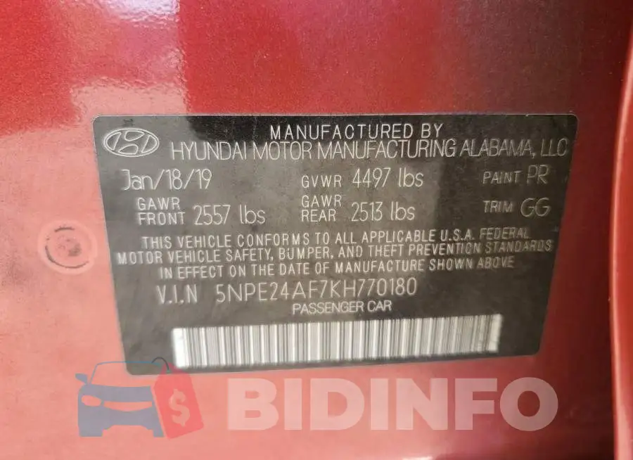 5NPE24AF7KH770180 Photo# 12