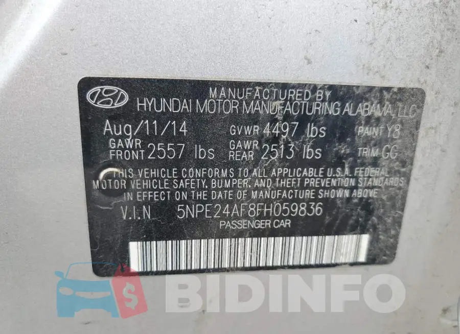 5NPE24AF8FH059836 Photo# 12