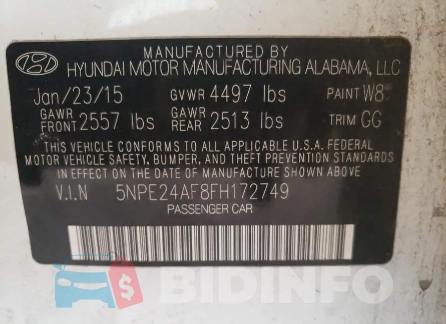 5NPE24AF8FH172749 Photo# 12
