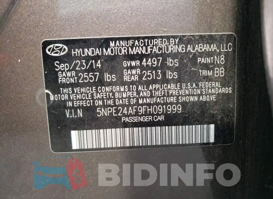 5NPE24AF9FH091999 Photo# 12