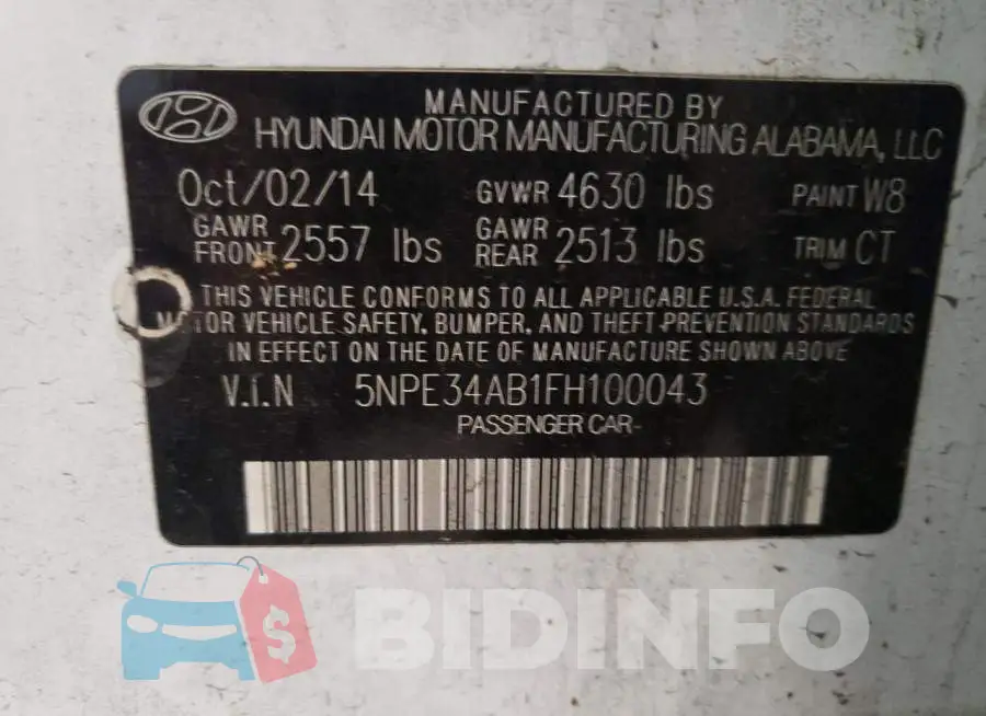 5NPE34AB1FH100043 Photo# 12