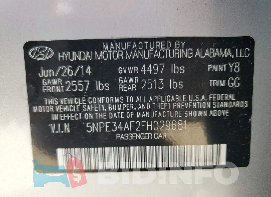 5NPE34AF2FH029681 Photo# 12