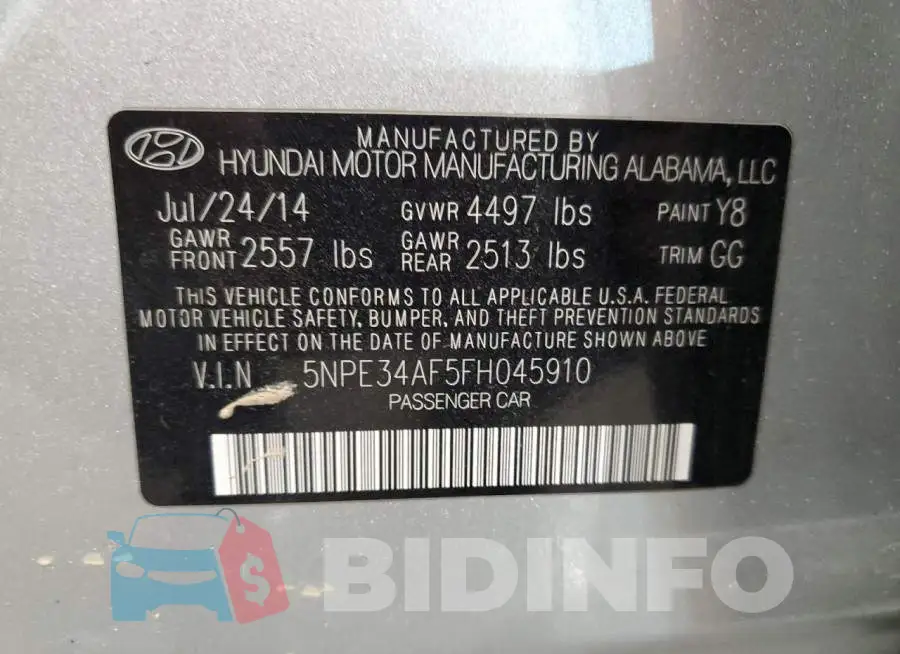 5NPE34AF5FH045910 Photo# 12
