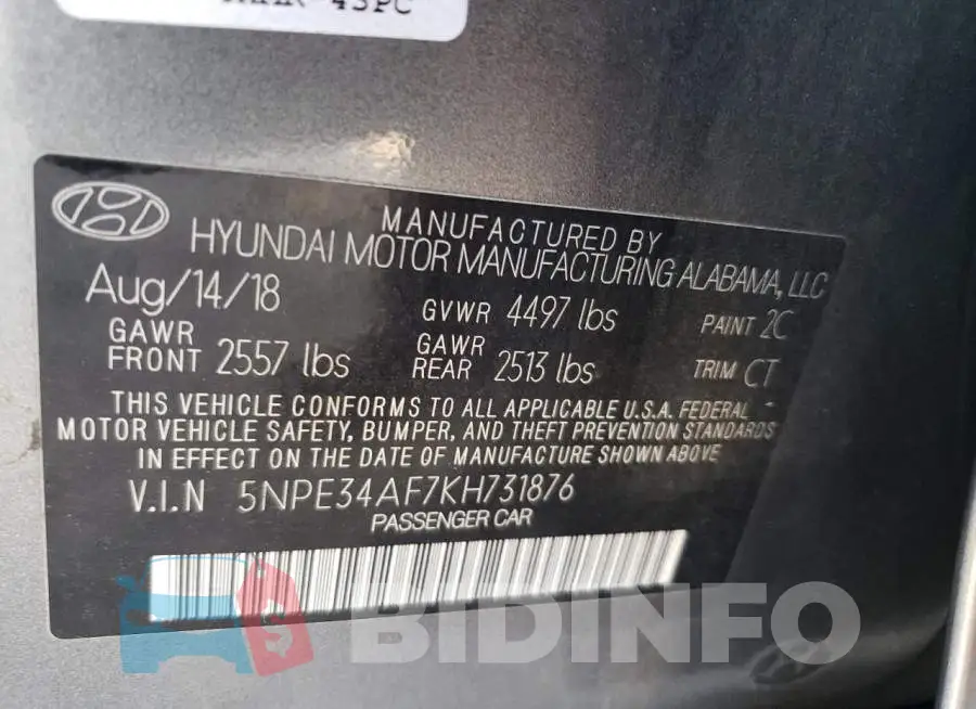 5NPE34AF7KH731876 Photo# 13