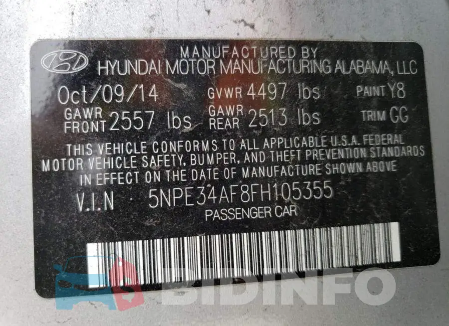 5NPE34AF8FH105355 Photo# 12