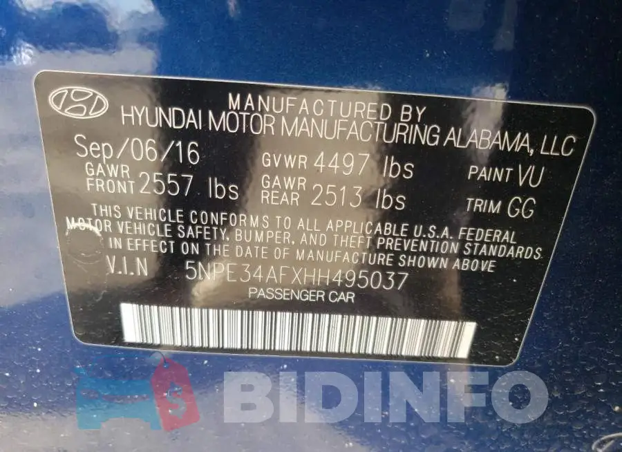 5NPE34AFXHH495037 Photo# 13