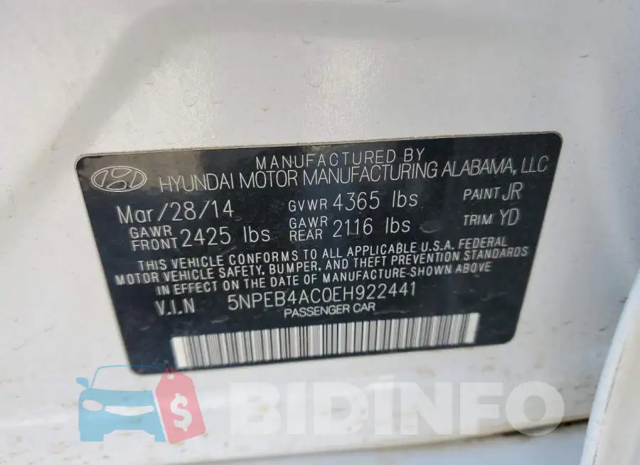 5NPEB4AC0EH922441 Photo# 12