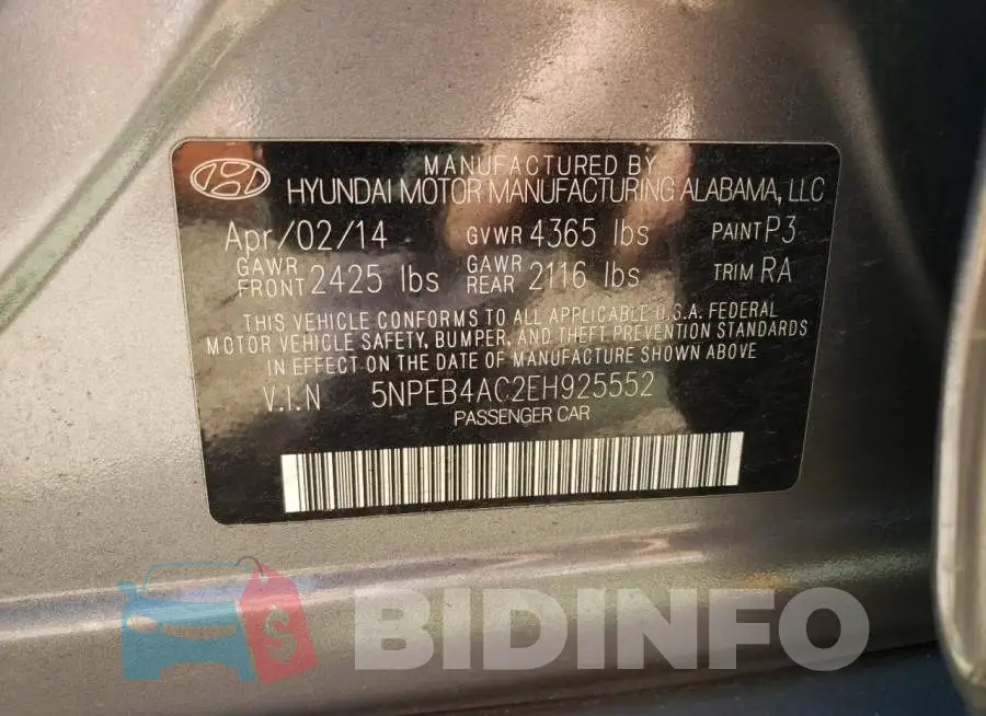 5NPEB4AC2EH925552 Photo# 12