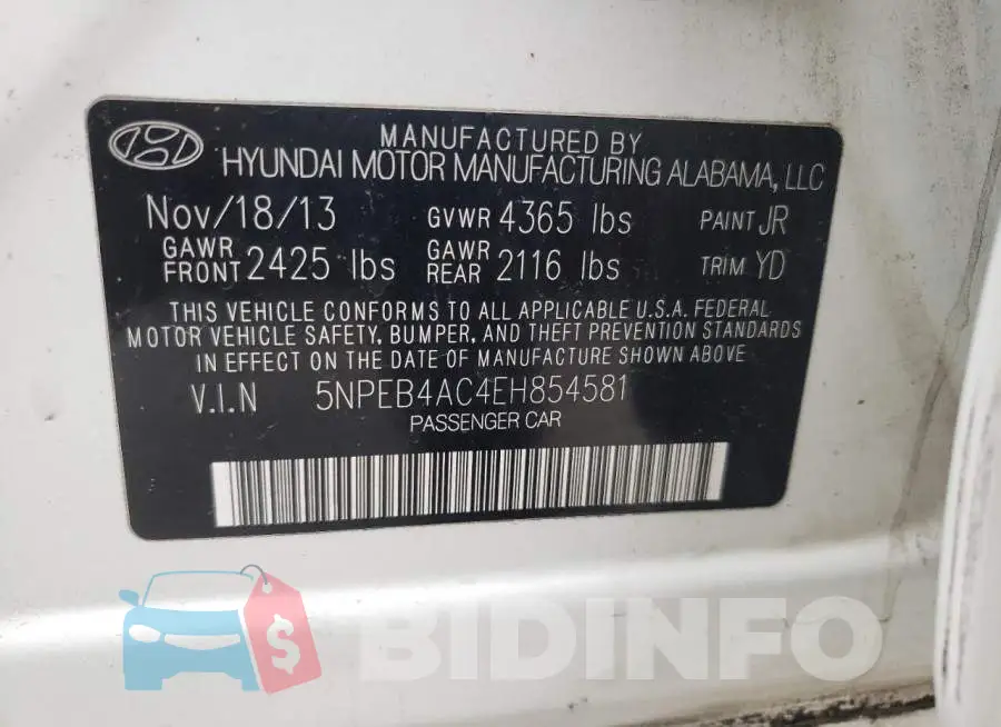 5NPEB4AC4EH854581 Photo# 13