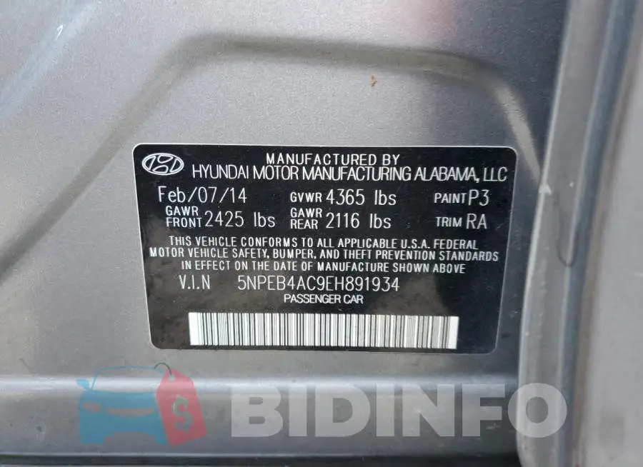5NPEB4AC9EH891934 Photo# 12
