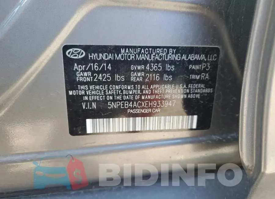 5NPEB4ACXEH933947 Photo# 12
