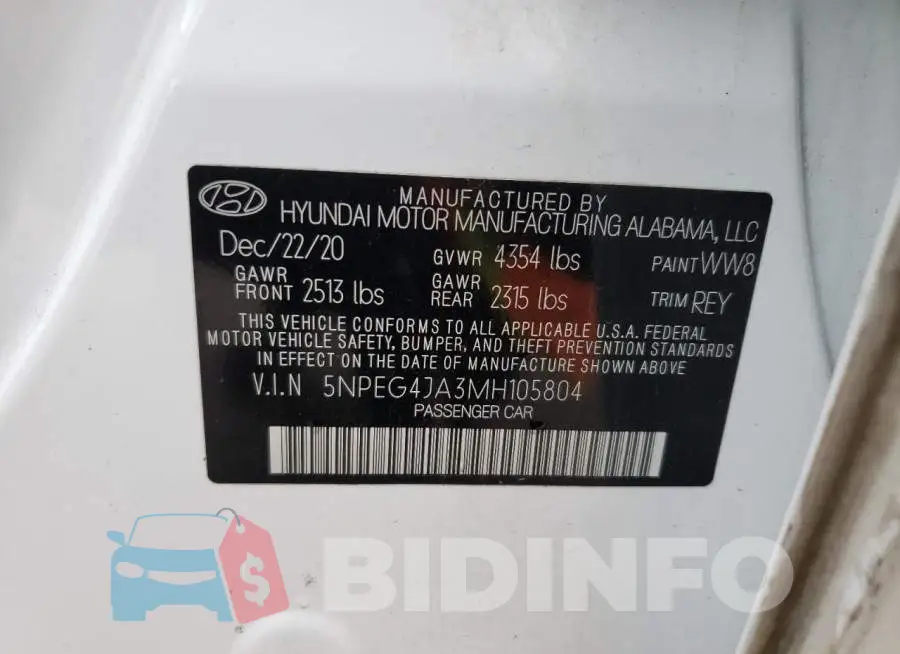 5NPEG4JA3MH105804 Photo# 12