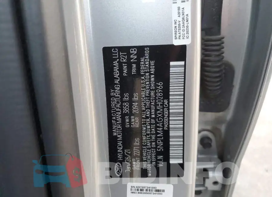 5NPLM4AGXMH028966 Photo# 12