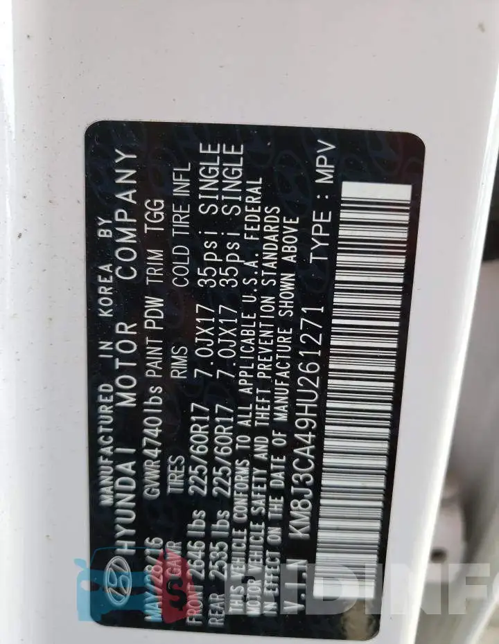 KM8J3CA49HU261271 Photo# 13