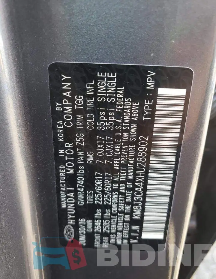 KM8J3CA4XHU288902 Photo# 13