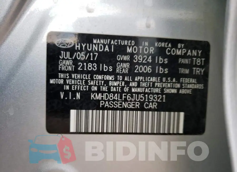 KMHD84LF6JU519321 Photo# 12