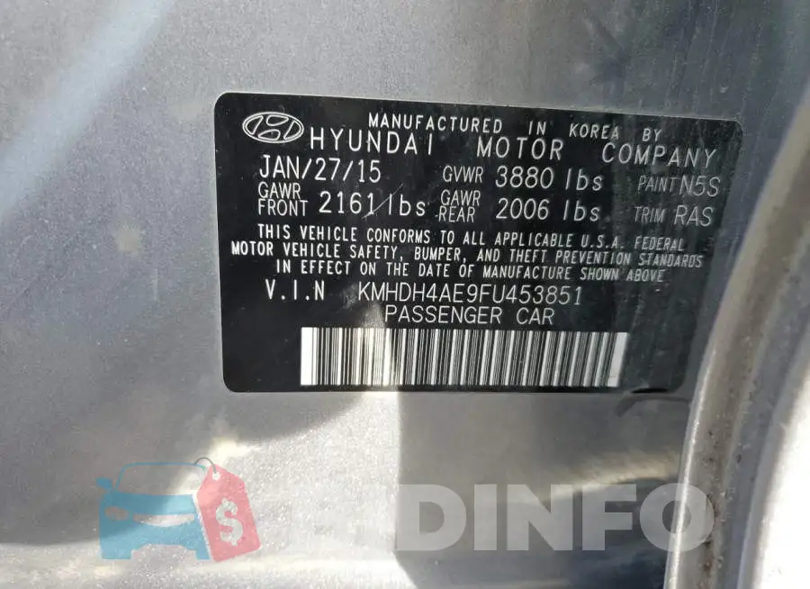 KMHDH4AE9FU453851 Photo# 12