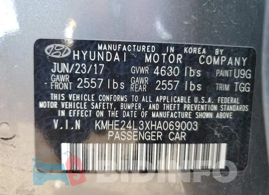 KMHE24L3XHA069003 Photo# 12