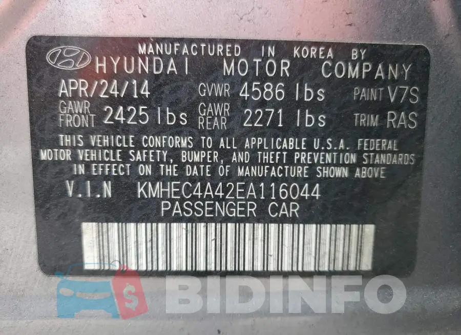 KMHEC4A42EA116044 Photo# 13