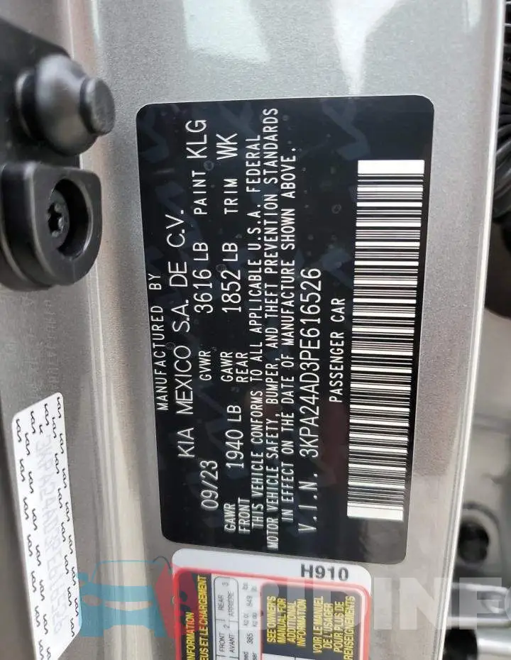 3KPA24AD3PE616526 Photo# 12