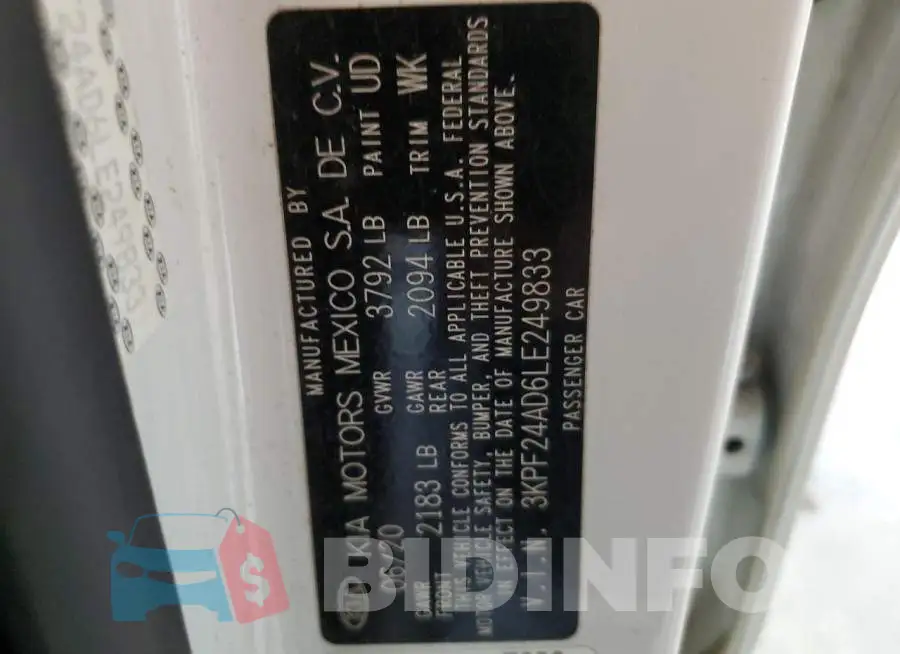 3KPF24AD6LE249833 Photo# 12