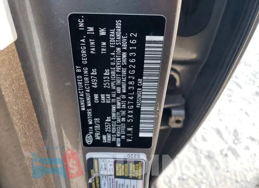 5XXGT4L38JG263162 Photo# 12