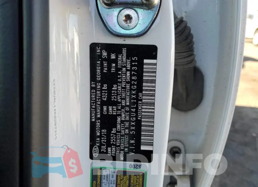 5XXGU4L1XKG287315 Photo# 12