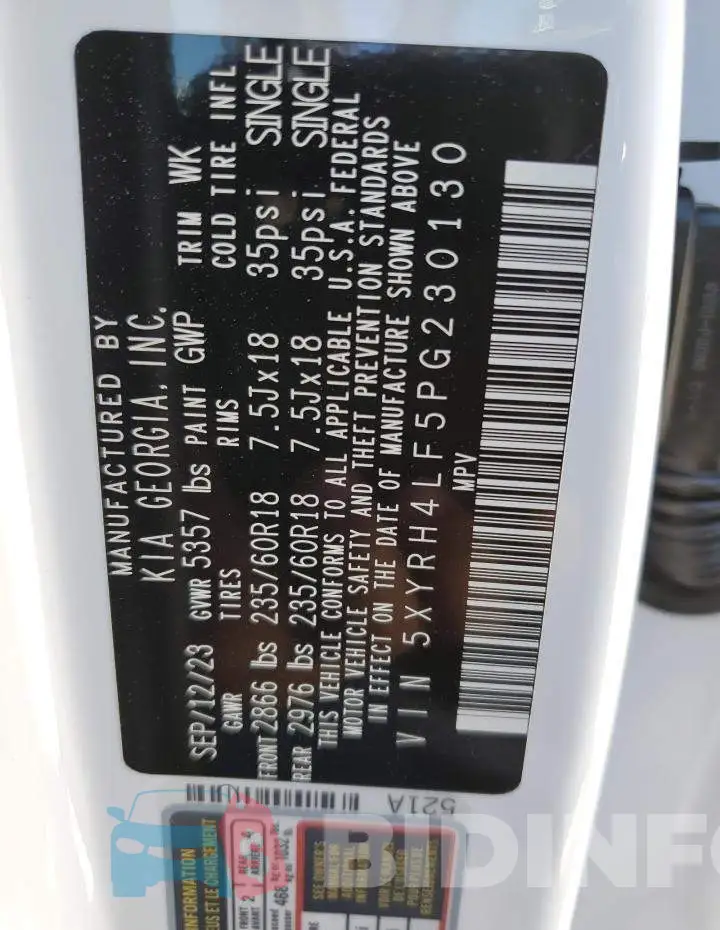 5XYRH4LF5PG230130 Photo# 13