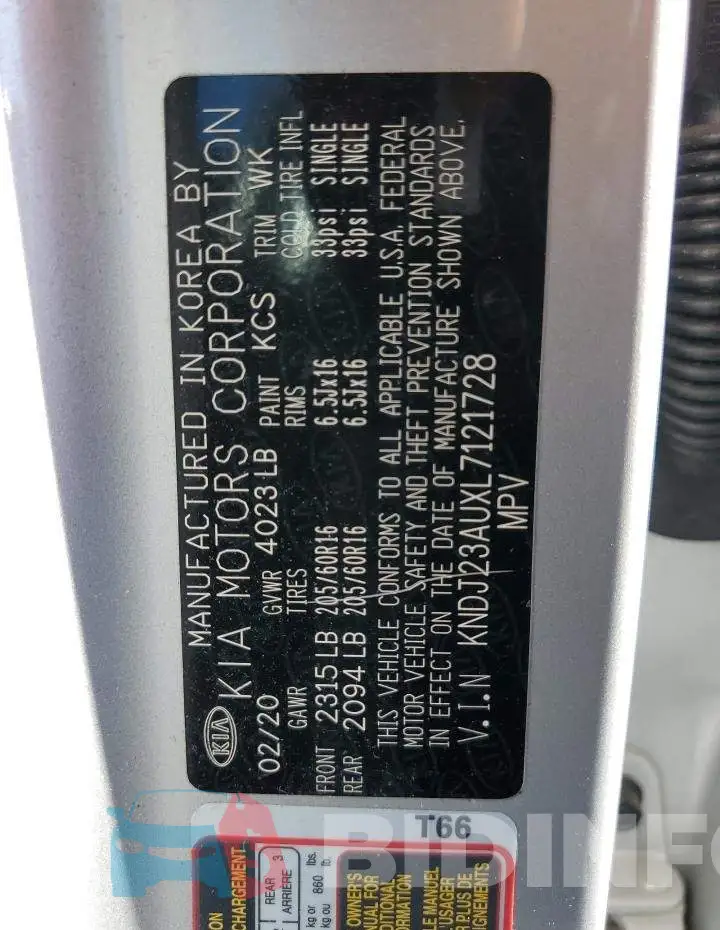 KNDJ23AUXL7121728 Photo# 13